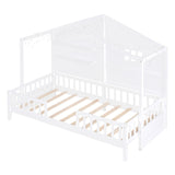Hearth and Haven Aaron Twin House Bed with Shelves, White