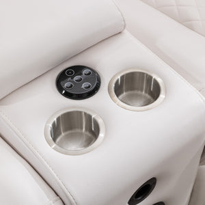 English Elm Zpm046 Power Reclining Loveseat Set With Bluetooth Speakers, Led Lights & Usb Charger - White Elegance W1805S00137-GIGA