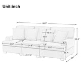 English Elm 3 Seat Sofa With Removable Back and Seat Cushions and 4 Comfortable Pillows