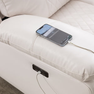 English Elm Zpm046 Power Reclining Loveseat Set With Bluetooth Speakers, Led Lights & Usb Charger - White Elegance W1805S00137-GIGA