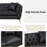 English Elm 44" Modern Sofa Couch Pu Upholstered Sofa With Sturdy Metal Legs, Button Tufted Back, Single Sofa Chair For Living Room,Apartment,Home Office, Black