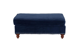 English Elm Living Room Velvet Cocktail Ottoman with Nailhead Trim Diamond Stitch Wooden Base HSESF00F6436