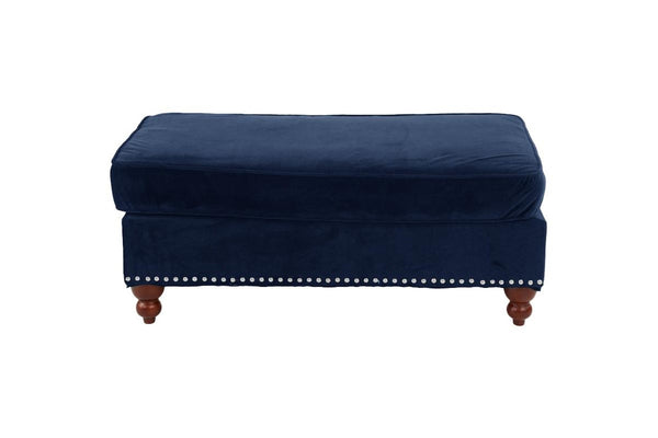 English Elm Living Room Velvet Cocktail Ottoman with Nailhead Trim Diamond Stitch Wooden Base HSESF00F6436