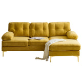 English Elm 83" Modern Sectional Sofas Couches Velvet L-Shaped Couches For Living Room, Bedroom, Yellow