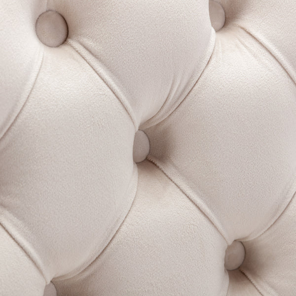 English Elm 26" High-Back Bar Stools Set of 2 with Deep Button Tufting, Plush Sponge & Spring Seats, Chrome Base Beige W1143112576