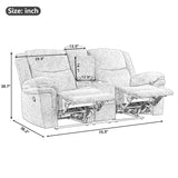 Hearth and Haven Home Theater Seating Manual Reclining Sofa with Hide-Away Storage, Cup Holders, 2 Usb Ports, 2 Power Sockets For Living Room, Bedroom WF306320AAC