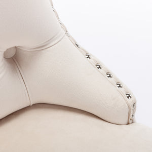 English Elm 26" High Back Velvet Bar Stools Set of 2 with Deep Tufting, Plush Sponge & Spring Seats, Chrome Base Beige W1143112576