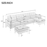 English Elm 110" L-Shape Convertible Sectional Sofa Couch With Movable Ottoman For Living Room, Apartment, Office, Yellow