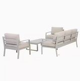 English Elm 4-Pieces Deap Seating Patio Set, All-Weather Aluminum With Beige Cushions