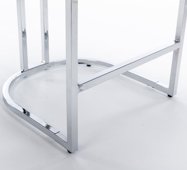 English Elm 26" High Back Velvet Bar Stools Set of 2 with Deep Tufting, Plush Sponge & Spring Seats, Chrome Base Gray W1143112577