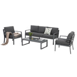 Outdoor Aluminum Patio Set, Dark Gray Cushions - Weatherproof 4-Piece Seating