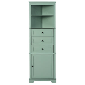 English Elm Green Triangle Tall Cabinet with 3 Drawers, Adjustable Shelf & Anti-Tip Device for Bathroom/Kitchen (Stylish MDF) N725P247409G