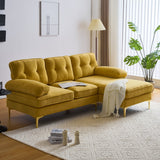 English Elm 83" Modern Sectional Sofas Couches Velvet L-Shaped Couches For Living Room, Bedroom, Yellow