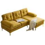 English Elm 83" Modern Sectional Sofas Couches Velvet L-Shaped Couches For Living Room, Bedroom, Yellow