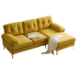 English Elm 83" Modern Sectional Sofas Couches Velvet L-Shaped Couches For Living Room, Bedroom, Yellow