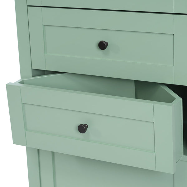 English Elm Green Triangle Tall Cabinet with 3 Drawers, Adjustable Shelf & Anti-Tip Device for Bathroom/Kitchen (Stylish MDF) N725P247409G