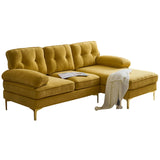 English Elm 83" Modern Sectional Sofas Couches Velvet L-Shaped Couches For Living Room, Bedroom, Yellow