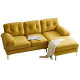 English Elm 83" Modern Sectional Sofas Couches Velvet L-Shaped Couches For Living Room, Bedroom, Yellow