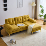 English Elm 83" Modern Sectional Sofas Couches Velvet L-Shaped Couches For Living Room, Bedroom, Yellow