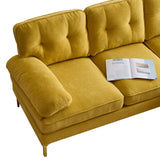 English Elm 83" Modern Sectional Sofas Couches Velvet L-Shaped Couches For Living Room, Bedroom, Yellow