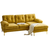 English Elm 83" Modern Sectional Sofas Couches Velvet L-Shaped Couches For Living Room, Bedroom, Yellow