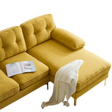 English Elm 83" Modern Sectional Sofas Couches Velvet L-Shaped Couches For Living Room, Bedroom, Yellow