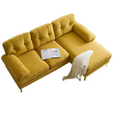 English Elm 83" Modern Sectional Sofas Couches Velvet L-Shaped Couches For Living Room, Bedroom, Yellow