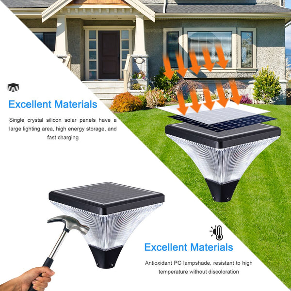 English Elm Solar Street Lamp Cap Solar-Powered IP65 Waterproof LED Garden Light Head, Auto Dusk-to-Dawn, 15.7cm Hood W1340103856