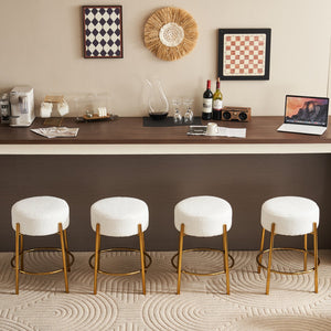 English Elm 24" Tall Round Bar Stools Set Of 2 - Stylish Upholstered Seating For Kitchens, Cafés & Bars W1901112447