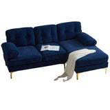 English Elm 83" Modern Sectional Sofas Couches Velvet L Shaped Couches For Living Room, Bedroom, Blue