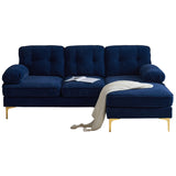 English Elm 83" Modern Sectional Sofas Couches Velvet L Shaped Couches For Living Room, Bedroom, Blue