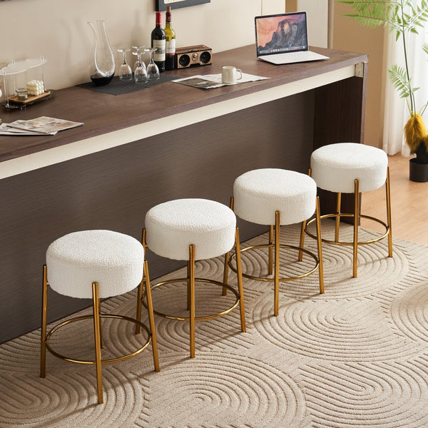 English Elm 24" Tall Round Bar Stools Set Of 2 - Stylish Upholstered Seating For Kitchens, Cafés & Bars W1901112447
