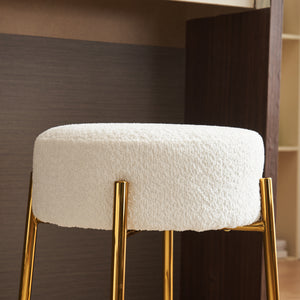 English Elm 24" Tall Round Bar Stools Set Of 2 - Stylish Upholstered Seating For Kitchens, Cafés & Bars W1901112447