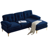 English Elm 83" Modern Sectional Sofas Couches Velvet L Shaped Couches For Living Room, Bedroom, Blue