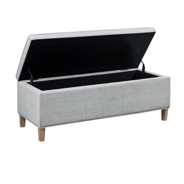 English Elm Rectangular Plush Grey Storage Bench with Soft-Close Lift Top, Solid Wood Legs, 48" Spacious Seat B03548990