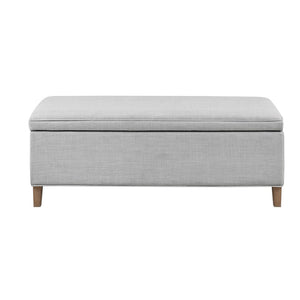 English Elm Rectangular Plush Grey Storage Bench with Soft-Close Lift Top, Solid Wood Legs, 48" Spacious Seat B03548990