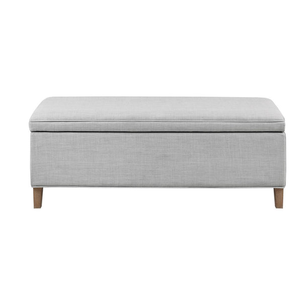 English Elm Rectangular Plush Grey Storage Bench with Soft-Close Lift Top, Solid Wood Legs, 48" Spacious Seat B03548990