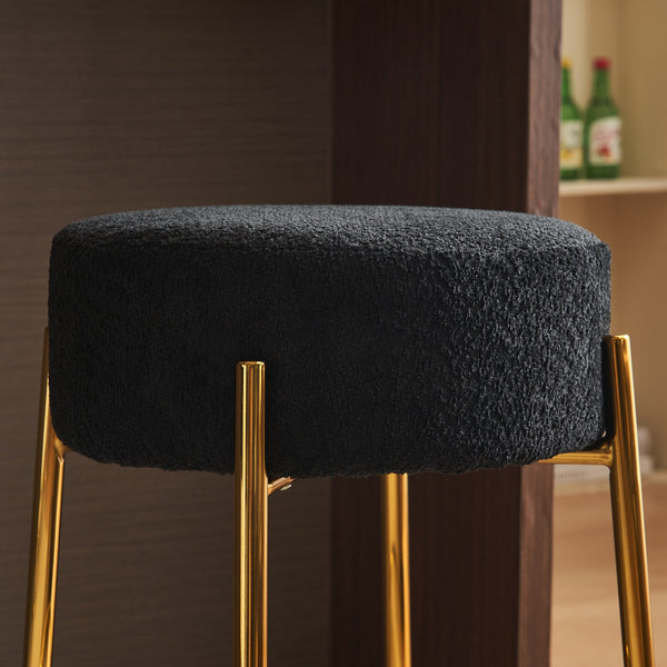 English Elm 24" Tall Round Bar Stools Set Of 2 - Modern Upholstered Seating For Kitchens, Cafes, And Bars! W1901112448