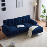 English Elm 83" Modern Sectional Sofas Couches Velvet L Shaped Couches For Living Room, Bedroom, Blue