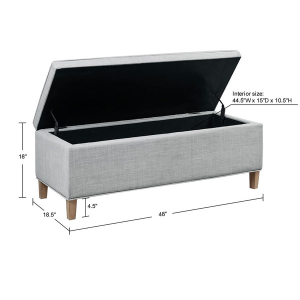 English Elm Rectangular Plush Grey Storage Bench with Soft-Close Lift Top, Solid Wood Legs, 48" Spacious Seat B03548990