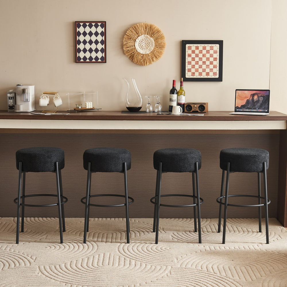 English Elm 30" Tall High Bar Stools Set Of 2 - Sleek Upholstered Seating For Kitchens, Cafés & Modern Bars W1901112450