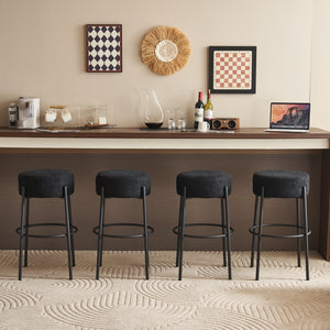 English Elm 30" Tall High Bar Stools Set Of 2 - Sleek Upholstered Seating For Kitchens, Cafés & Modern Bars W1901112450