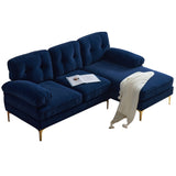 English Elm 83" Modern Sectional Sofas Couches Velvet L Shaped Couches For Living Room, Bedroom, Blue