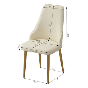 English Elm 53 Inch Sintered Stone Carrara White Dining Table Set With 6 Durable Chairs For Modern Spaces W509S00080