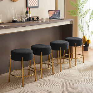 English Elm 24" Tall Round Bar Stools Set Of 2 - Modern Upholstered Seating For Kitchens, Cafes, And Bars! W1901112448