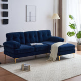 English Elm 83" Modern Sectional Sofas Couches Velvet L Shaped Couches For Living Room, Bedroom, Blue