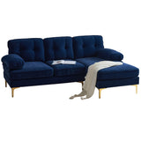 English Elm 83" Modern Sectional Sofas Couches Velvet L Shaped Couches For Living Room, Bedroom, Blue