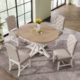 Retro Extendable Dining Set & 4 Chairs - Oak/Natural/White Finish