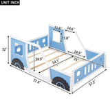 Hearth and Haven Classic Car Shaped Twin Platform Bed with Wheels, Blue WF306743AAC