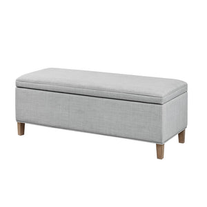English Elm Rectangular Plush Grey Storage Bench with Soft-Close Lift Top, Solid Wood Legs, 48" Spacious Seat B03548990